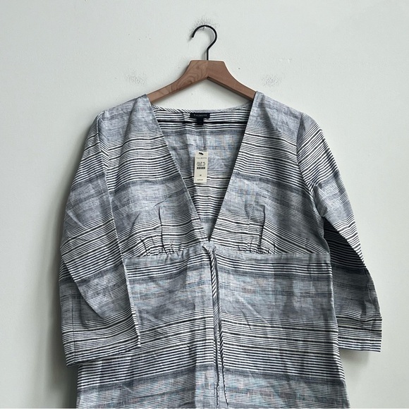 New Talbots 100% Linen Dress Coverup Medium Tie Waist Coastal Beach Resortwear - Picture 4 of 13
